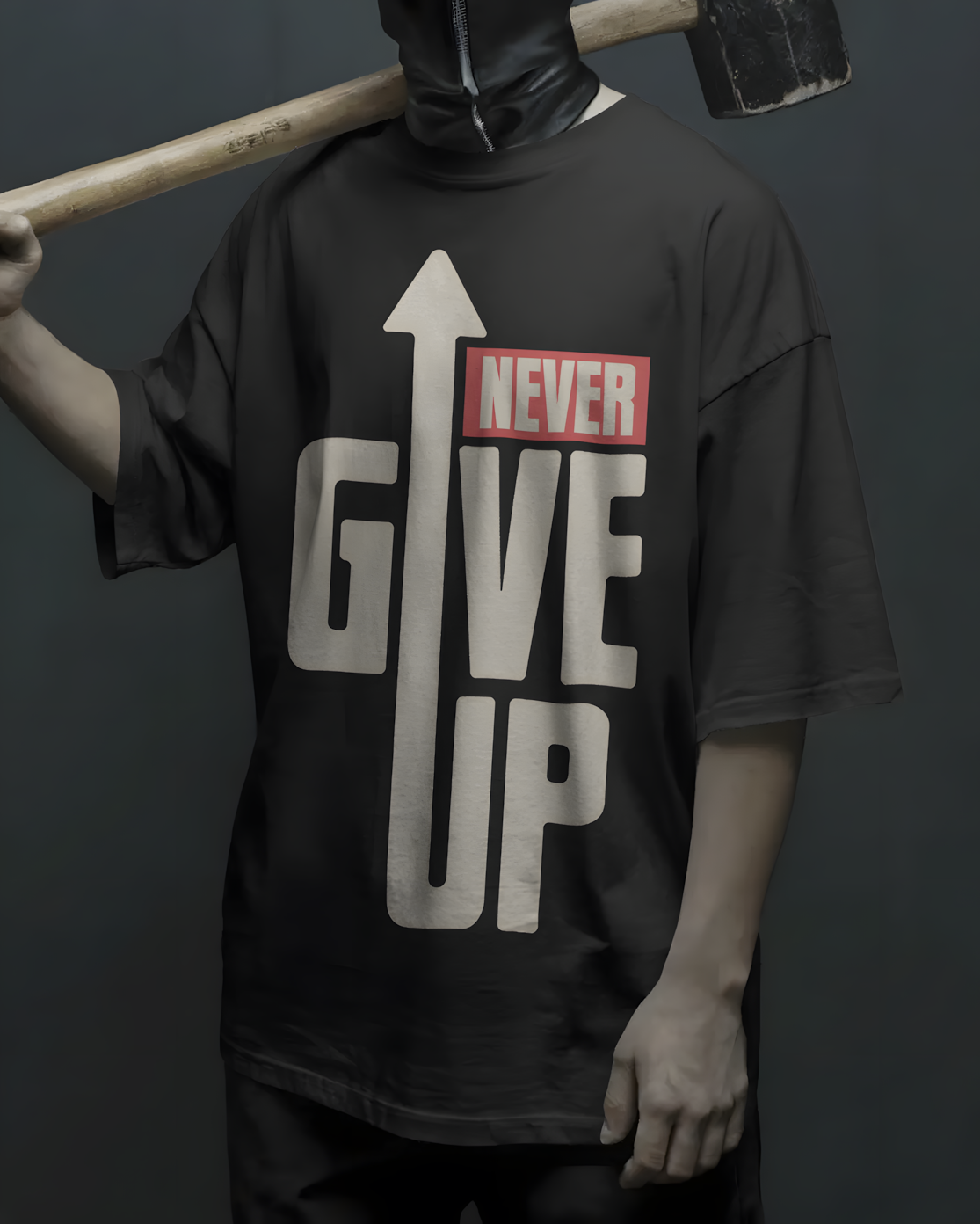 Never Give Up - Oversized T Shirt